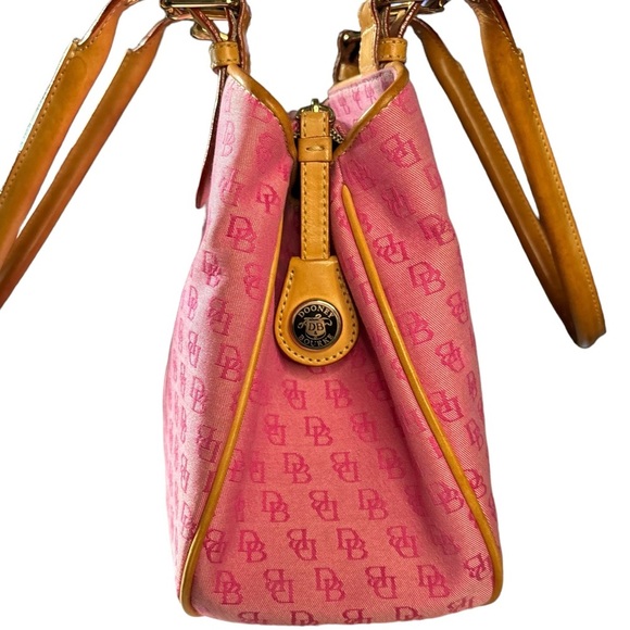 Dooney & Bourke Set DB Logo Canvas Leather w/Pouche and Card Holder Pink (3) - Picture 12 of 16